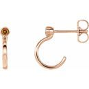 Golden Citrine Earrings in 14 Karat Rose Gold 2 mm Round Citrine Bezel-Set Hoop Earrings