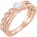 Created Moissanite Ring in 14 Karat Rose Gold 3.5 mm Round Forever One Moissanite & .05 Carat Diamond Ring