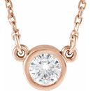 Created Moissanite Necklace in 14 Karat Rose Gold 3.5 mm Round Forever One Moissanite 18