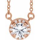 Genuine Sapphire Necklace in 14 Karat Rose Gold 3.5 mm Round White Sapphire & .04 Carat Diamond 16