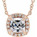 Genuine Sapphire Necklace in 14 Karat Rose Gold 3.5x3.5 mm Square Sapphire & .05 Carat Diamond 16