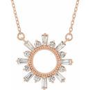 White Diamond Necklace in 14 Karat Rose Gold 3/8 Carat Diamond Circle 16