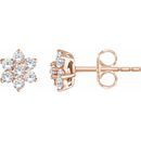 White Diamond Earrings in 14 Karat Rose Gold 3/8 Carat Diamond Flower Earrings