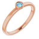Genuine Aquamarine Ring in 14 Karat Rose Gold 3 mm Round Aquamarine Ring