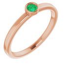 Genuine Chatham Created Emerald Ring in 14 Karat Rose Gold 3 mm Round Chatham Lab-Created Emerald Ring