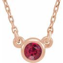 Natural Ruby Pendant in 14 Karat Rose Gold 3 mm Round Ruby Bezel-Set Solitaire 16