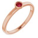 Genuine Ruby Ring in 14 Karat Rose Gold 3 mm Round Ruby Ring