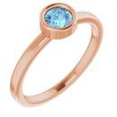 Genuine Aquamarine Ring in 14 Karat Rose Gold 4.5 mm Round Aquamarine Ring