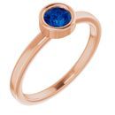 Genuine Chatham Created Sapphire Ring in 14 Karat Rose Gold 4.5 mm Round Chatham Lab-Created Genuine Sapphire Ring