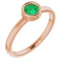 Genuine Chatham Created Emerald Ring in 14 Karat Rose Gold 4.5 mm Round Chatham Lab-Created Emerald Ring