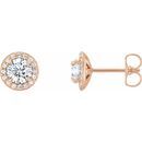 Created Moissanite Earrings in 14 Karat Rose Gold 4.5 mm Round Forever One Moissanite & 1/6 Carat Diamond Earrings