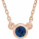 Genuine Sapphire Pendant in 14 Karat Rose Gold 4 mm Round Genuine Sapphire Bezel-Set Solitaire 16