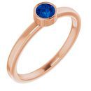 Genuine Chatham Created Sapphire Ring in 14 Karat Rose Gold 4 mm Round Chatham Lab-Created Genuine Sapphire Ring