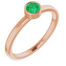 Genuine Chatham Created Emerald Ring in 14 Karat Rose Gold 4 mm Round Chatham Lab-Created Emerald Ring