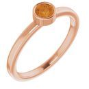Golden Citrine Ring in 14 Karat Rose Gold 4 mm Round Citrine Ring