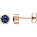 Genuine Sapphire Earrings in 14 Karat Rose Gold 4 mm Round Genuine Sapphire Birthstone Earrings