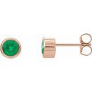 Genuine Emerald Earrings in 14 Karat Rose Gold 4 mm Round Emerald Birthstone Earrings