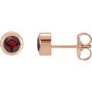 Red Garnet Earrings in 14 Karat Rose Gold 4 mm Round Mozambique Garnet Birthstone Earrings