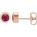 Natural Ruby Earrings in 14 Karat Rose Gold 4 mm Round Ruby Birthstone Earrings