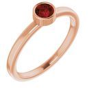 Red Garnet Ring in 14 Karat Rose Gold 4 mm Round Mozambique Garnet Ring