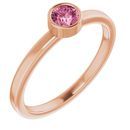 Pink Tourmaline Ring in 14 Karat Rose Gold 4 mm Round Pink Tourmaline Ring