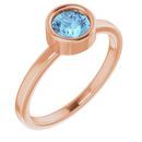 Genuine Aquamarine Ring in 14 Karat Rose Gold 5.5 mm Round Aquamarine Ring