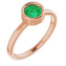 Genuine Chatham Created Emerald Ring in 14 Karat Rose Gold 5.5 mm Round Chatham Lab-Created Emerald Ring