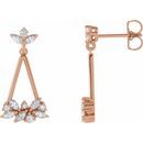 White Diamond Earrings in 14 Karat Rose Gold 5/8 Carat Diamond Geometric Cluster Earrings