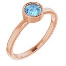 Genuine Aquamarine Ring in 14 Karat Rose Gold 5 mm Round Aquamarine Ring