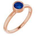Genuine Chatham Created Sapphire Ring in 14 Karat Rose Gold 5 mm Round Chatham Lab-Created Genuine Sapphire Ring