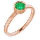 Genuine Chatham Created Emerald Ring in 14 Karat Rose Gold 5 mm Round Chatham Lab-Created Emerald Ring