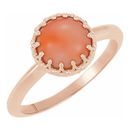Pink Coral Ring in 14 Karat Rose Gold 5 mm Round Pink Coral Ring