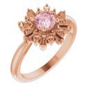 Pink Morganite Ring in 14 Karat Rose Gold 5 mm Round Pink Morganite & 3/8 Carat Diamond Ring