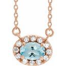 Genuine Aquamarine Necklace in 14 Karat Rose Gold 5x3 mm Oval Aquamarine & .05 Carat Diamond 16