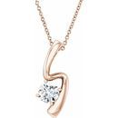 Created Moissanite Necklace in 14 Karat Rose Gold 6 mm Round Forever One™ Moissanite 16-18
