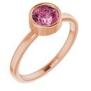 Pink Tourmaline Ring in 14 Karat Rose Gold 6 mm Round Pink Tourmaline Ring
