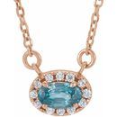 Genuine Zircon Necklace in 14 Karat Rose Gold 6x4 mm Oval Genuine Zircon & 1/10 Carat Diamond 16