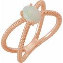 Natural Opal Ring in 14 Karat Rose Gold 7x5 mm Opal Criss-Cross Rope Ring