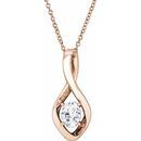 Created Moissanite Necklace in 14 Karat Rose Gold 7x5 mm Oval Forever One™ Moissanite 16-18