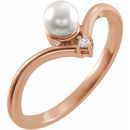 White Akoya Pearl Ring in 14 Karat Rose Gold Akoya Cultured Pearl & .025 Carat Diamond Ring