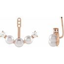 White Akoya Pearl Earrings in 14 Karat Rose Gold Akoya Pearl & 1/4 Carat Diamond Earring Jackets