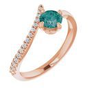 Genuine Alexandrite Ring in 14 Karat Rose Gold Alexandrite & 1/10 Carat Diamond Bypass Ring