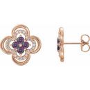 Genuine Alexandrite Earrings in 14 Karat Rose Gold Alexandrite & 1/5 Carat Diamond Clover Earrings