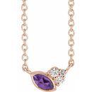 Genuine Amethyst Necklace in 14 Karat Rose Gold Amethyst & .03 Carat Diamond 16