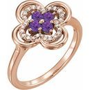 Genuine Amethyst Ring in 14 Karat Rose Gold Amethyst & 1/10 Carat Diamond Ring