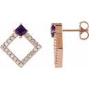 Genuine Amethyst Earrings in 14 Karat Rose Gold Amethyst & 1/3 Carat Diamond Earrings