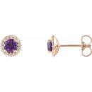 Genuine Amethyst Earrings in 14 Karat Rose Gold Amethyst & 1/8 Carat Diamond Earrings