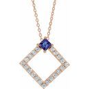 Genuine Amethyst Necklace in 14 Karat Rose Gold Amethyst & 3/8 Carat Diamond 16-18