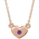 Genuine Amethyst Necklace in 14 Karat Rose Gold Amethyst Heart 16