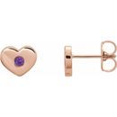 Genuine Amethyst Earrings in 14 Karat Rose Gold Amethyst Heart Earrings